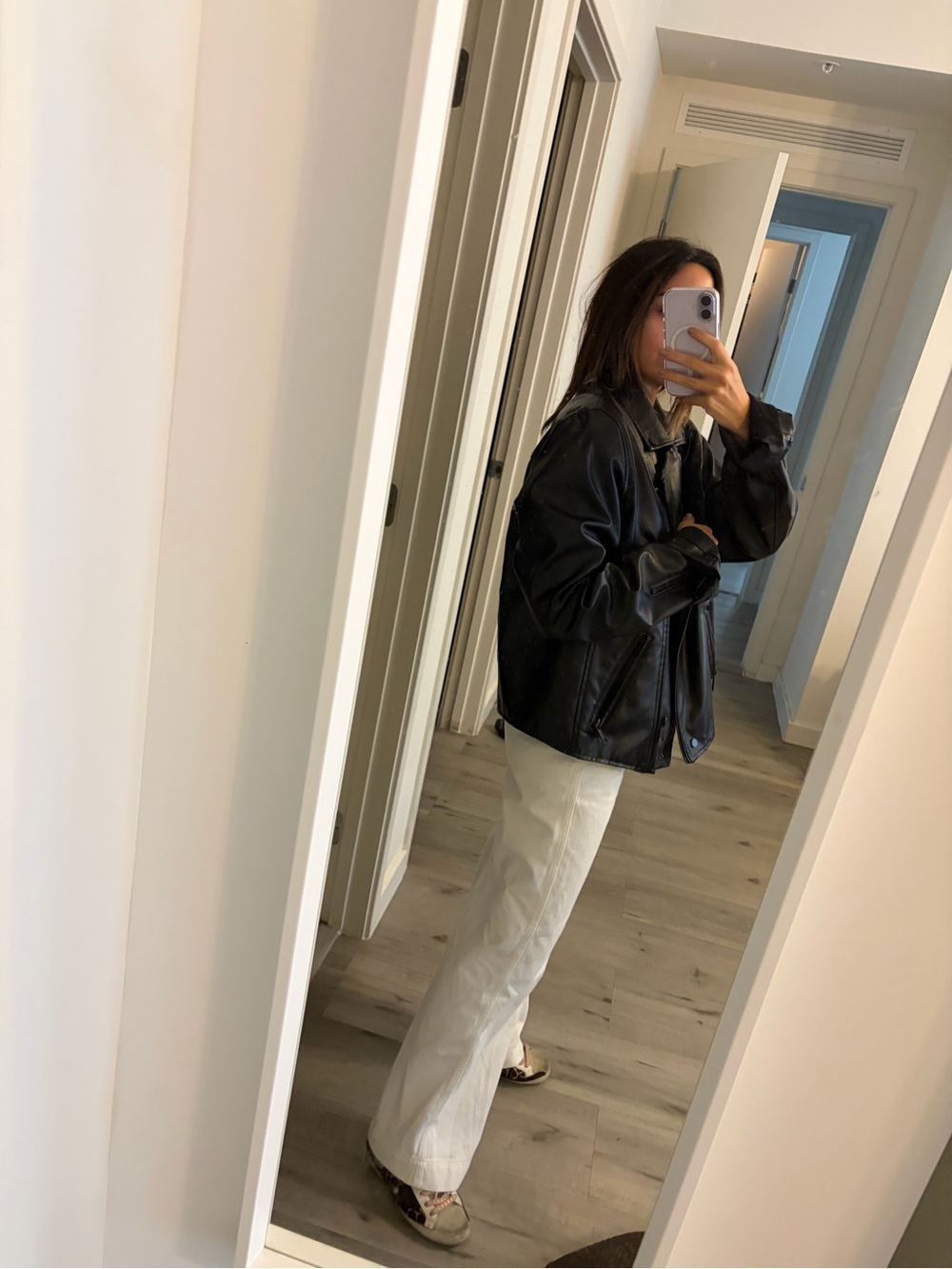 Anthropologie Classic Black Faux Leather oversized Jacket - Women's